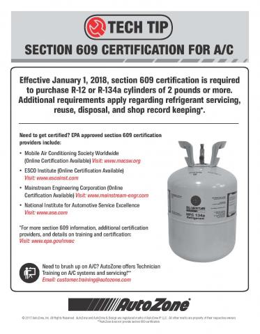 EPA 609 Certification